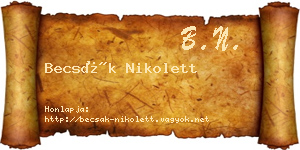 Becsák Nikolett névjegykártya